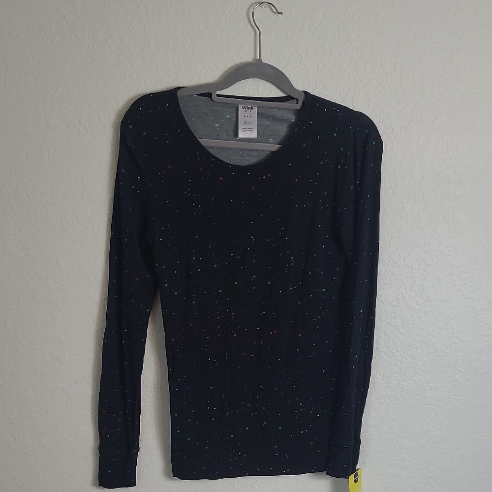Wink Black Speckled Long Sleeve Tee Size S